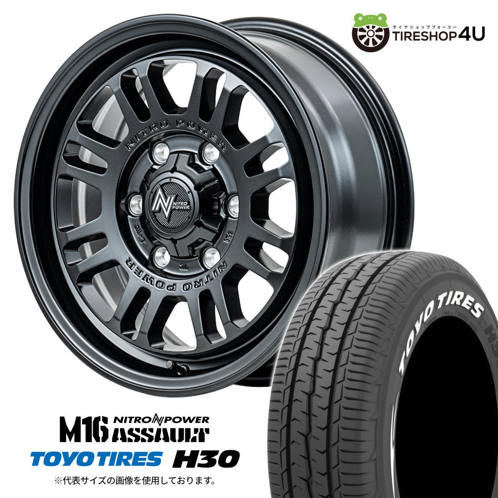 Nitro Power M16 Assault 15x6.0J 6/139.7 +33 Set of 4 Tires TOYO H30 195/80R15 White Letter [l1168542401]