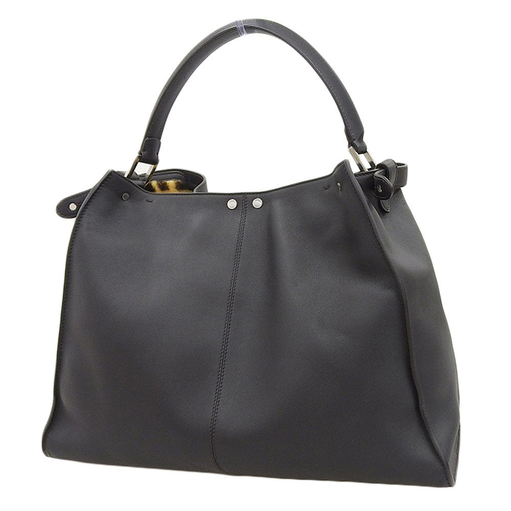 Fendi 8BN304 Handbag Leather Dark Brown [r1203394147]