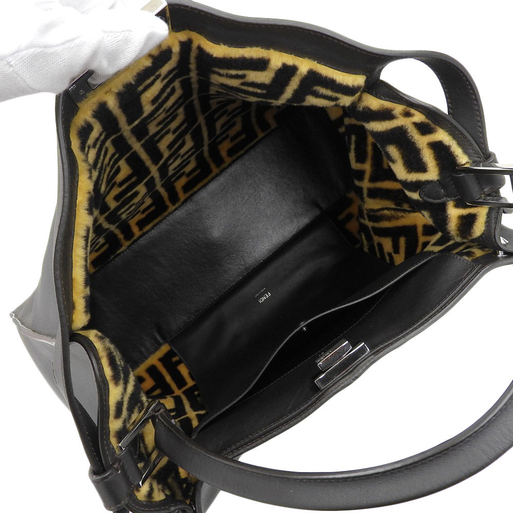 Fendi 8BN304 Handbag Leather Dark Brown [r1203394147]