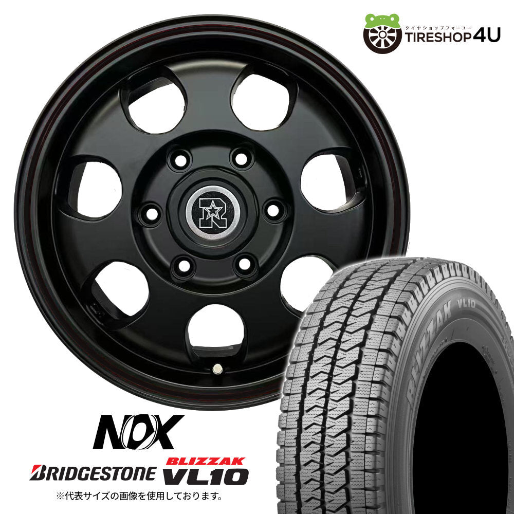 2024-2025 Studless Set of 4 Levi Knox NOX 15x6.0J 6/139.7+32 MBK Bridgestone VL10 195/80R15 Regius Ace HIACE [m1205643148]