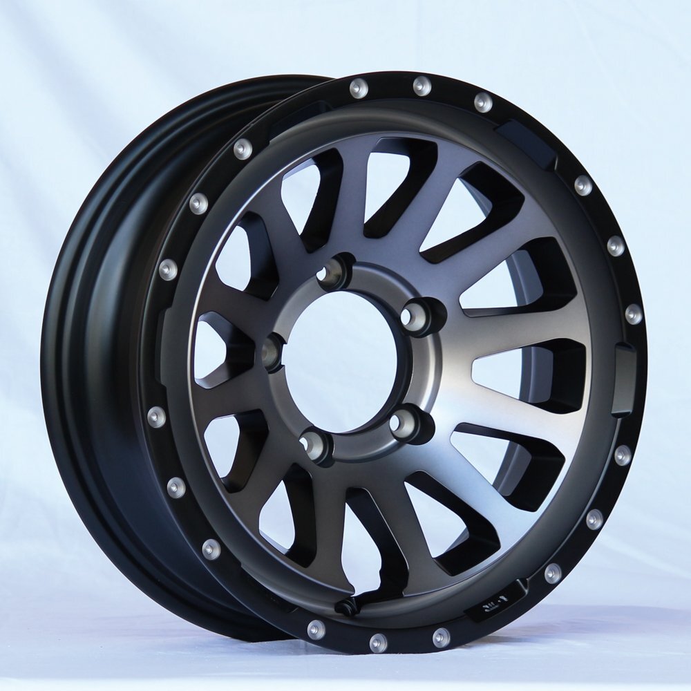 MUD-ZEUS Jimny 5.5J-20 Light Black Coat + DUNLOP GRANDTREK AT5 175/80R16 91S Set of 4 [b1211577292]