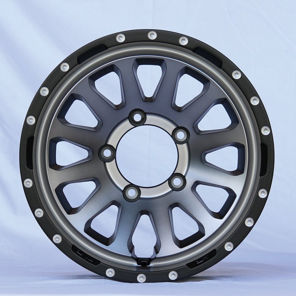 MUD-ZEUS Jimny 5.5J-20 Light Black Coat + DUNLOP GRANDTREK AT5 175/80R16 91S Set of 4 [b1211577292]