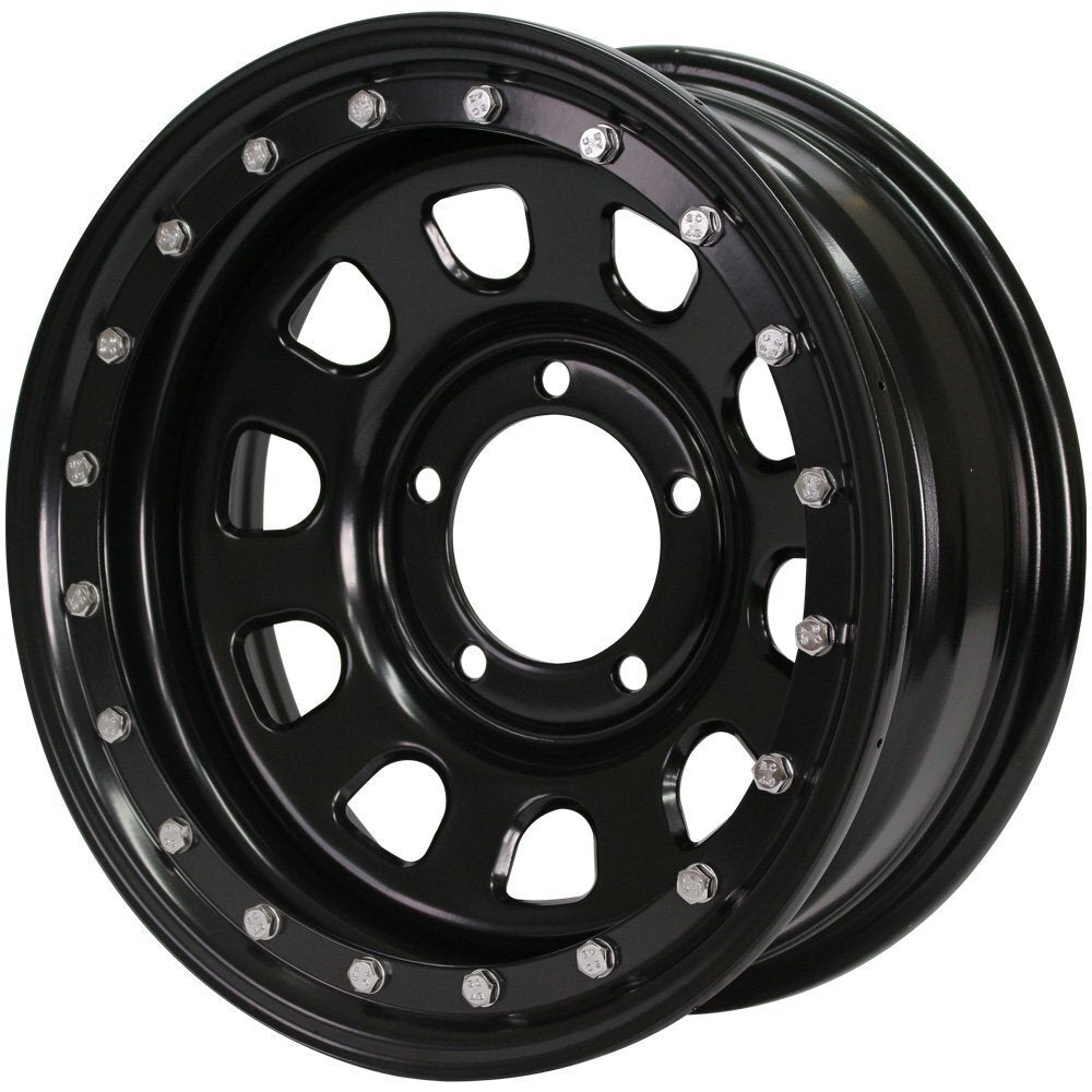 Matsudoya Eldest Son Iron Man 6.0J -20 Black Wheels + DUNLOP GRANDTREK AT5 175/80R16 91S Tires Set of 4 [t1211584268]