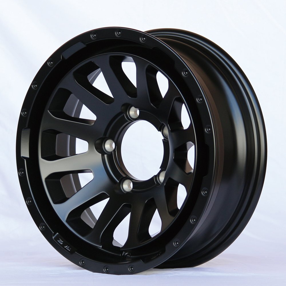 MUD-ZEUS Jimny 5.5J-20 Matte Black Wheel + DUNLOP GRANDTREK PT5 175/80R16 Tire Set of 4 [f1211584073]