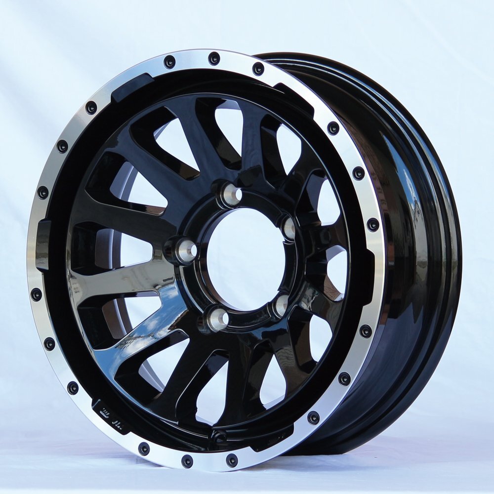 MUD-ZEUS Jimny 5.5J-20 Gloss Black Wheels + DUNLOP GRANDTREK PT5 175/80R16 Tires Set of 4 [n1211582673]