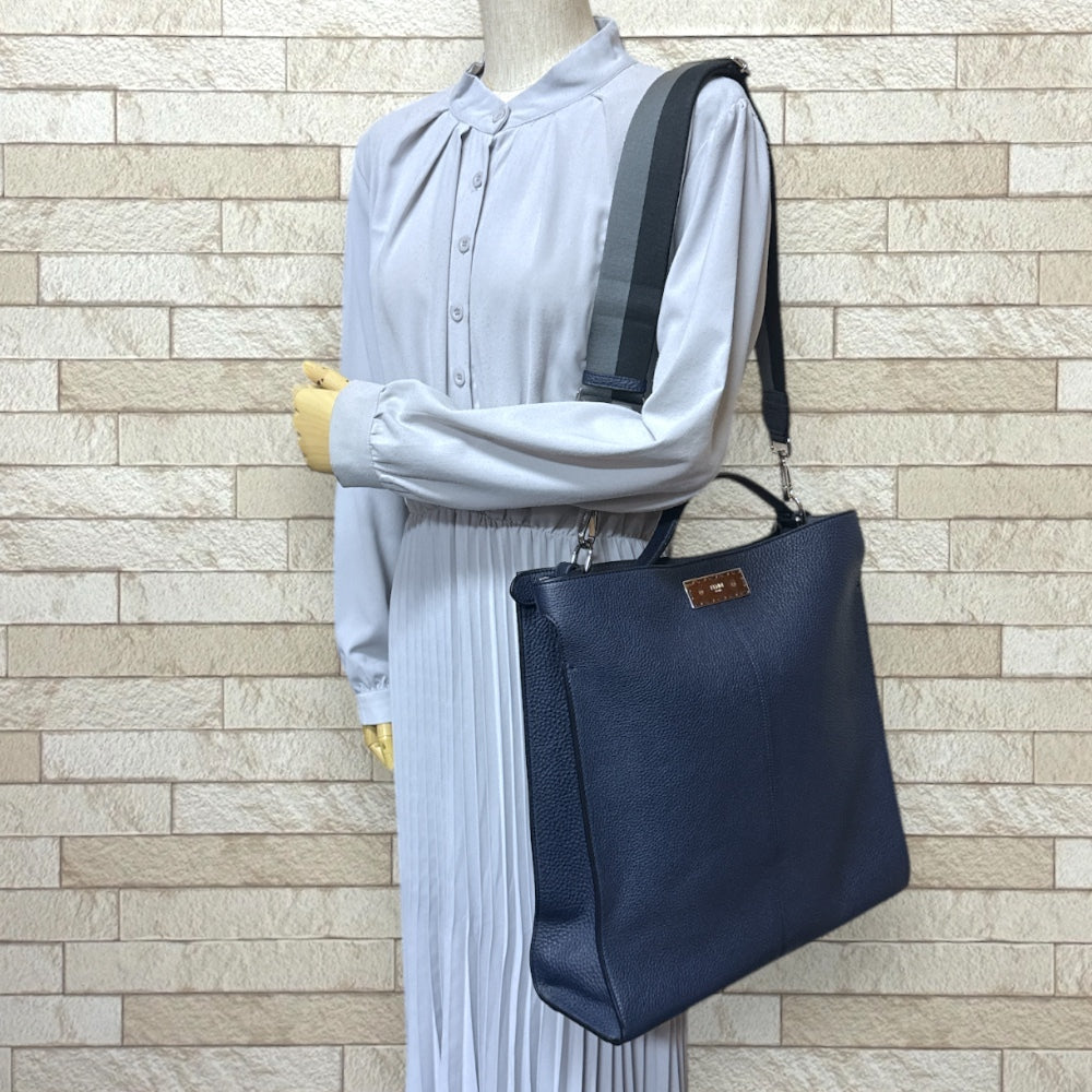 Fendi 7VA447 Tote Bag Leather Navy Men's [g1240735026]