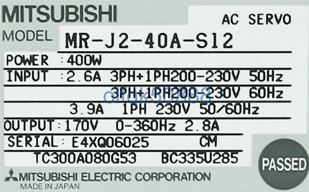 Mitsubishi MR-J2-40A-S12 Servo Amplifier [x1100858836]