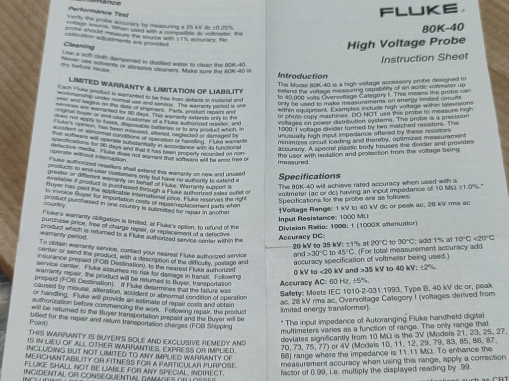 Fluke 80K-40 High Voltage Probe [s1148990007]