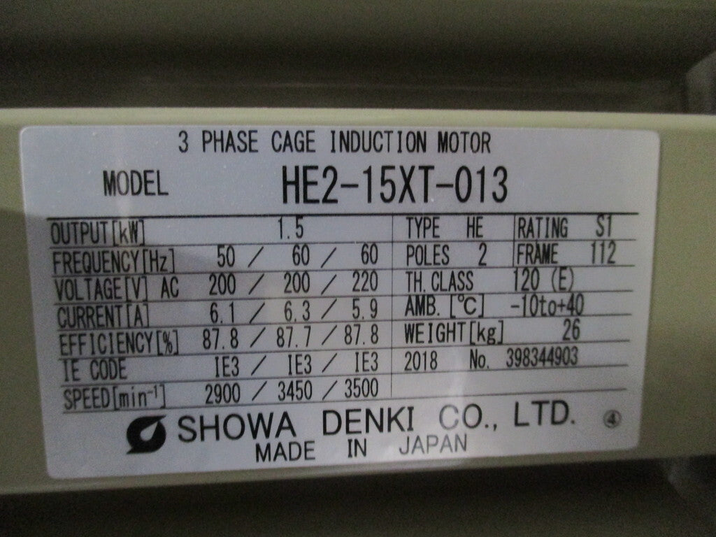 SHOWA AH-H15-L213 Electric Blower Low Noise 3P 1.5KW [w1169535397]