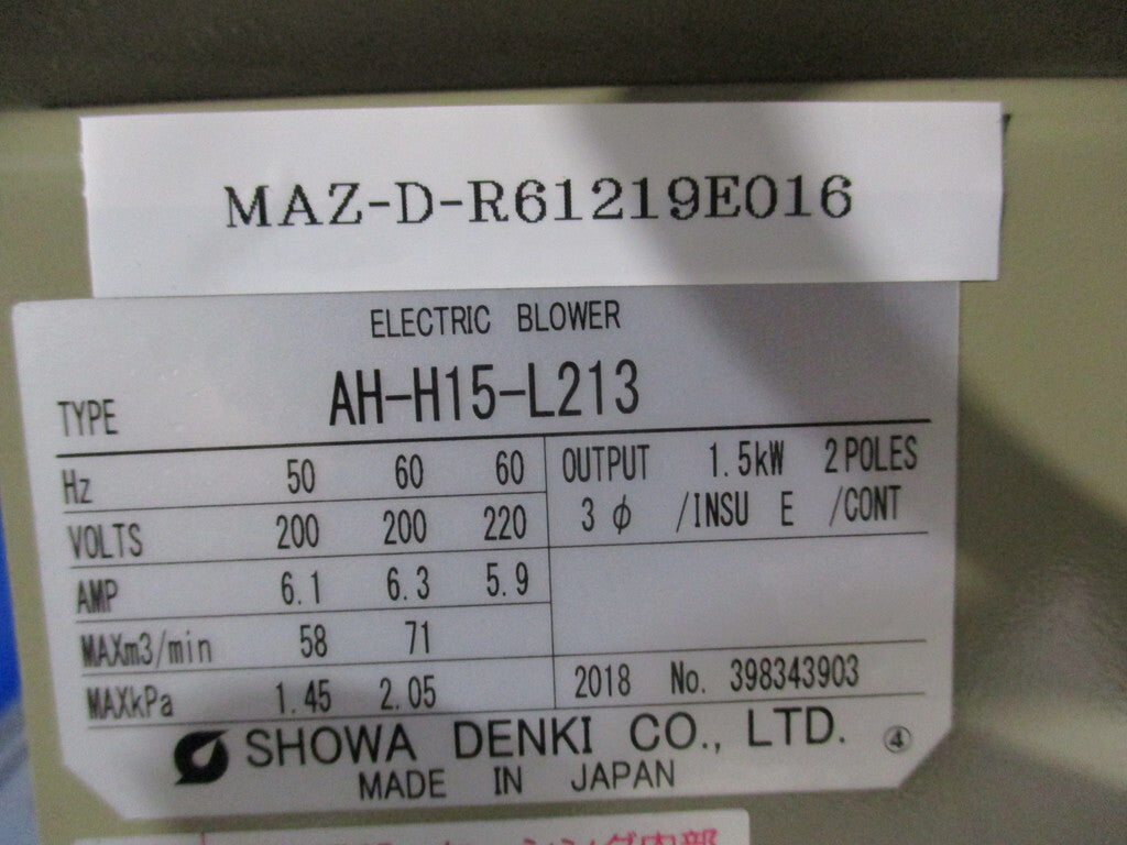 SHOWA AH-H15-L213 Electric Blower Low Noise 3P 1.5KW [m1169538612]