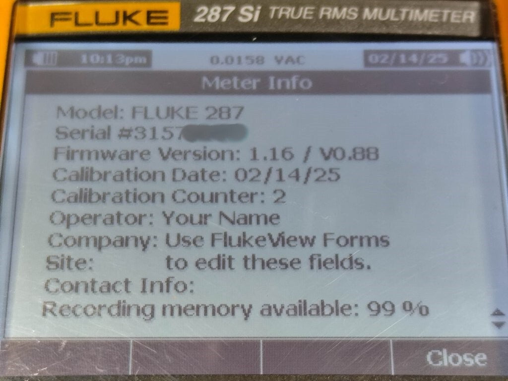 Fluke 287Si Multimeter with Calibration and Temperature Probe [d1176650146]