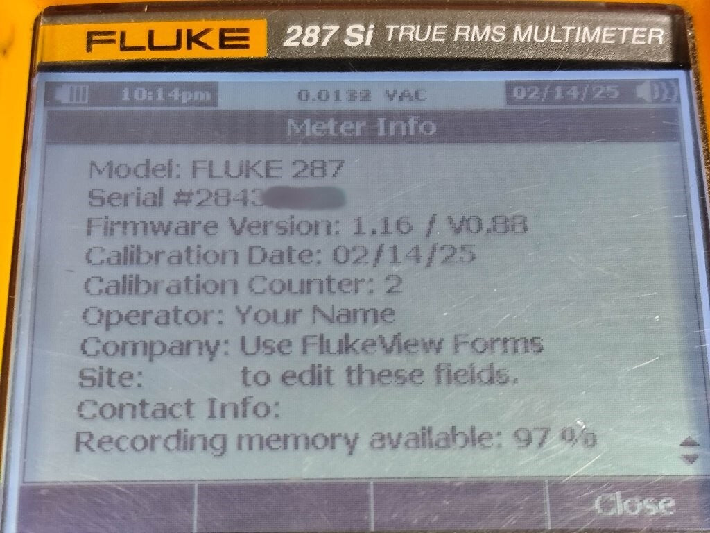 Fluke 287Si Multimeter Calibration High-Accuracy Adjustment Temperature Probe Test Lead Included [s1176656428]