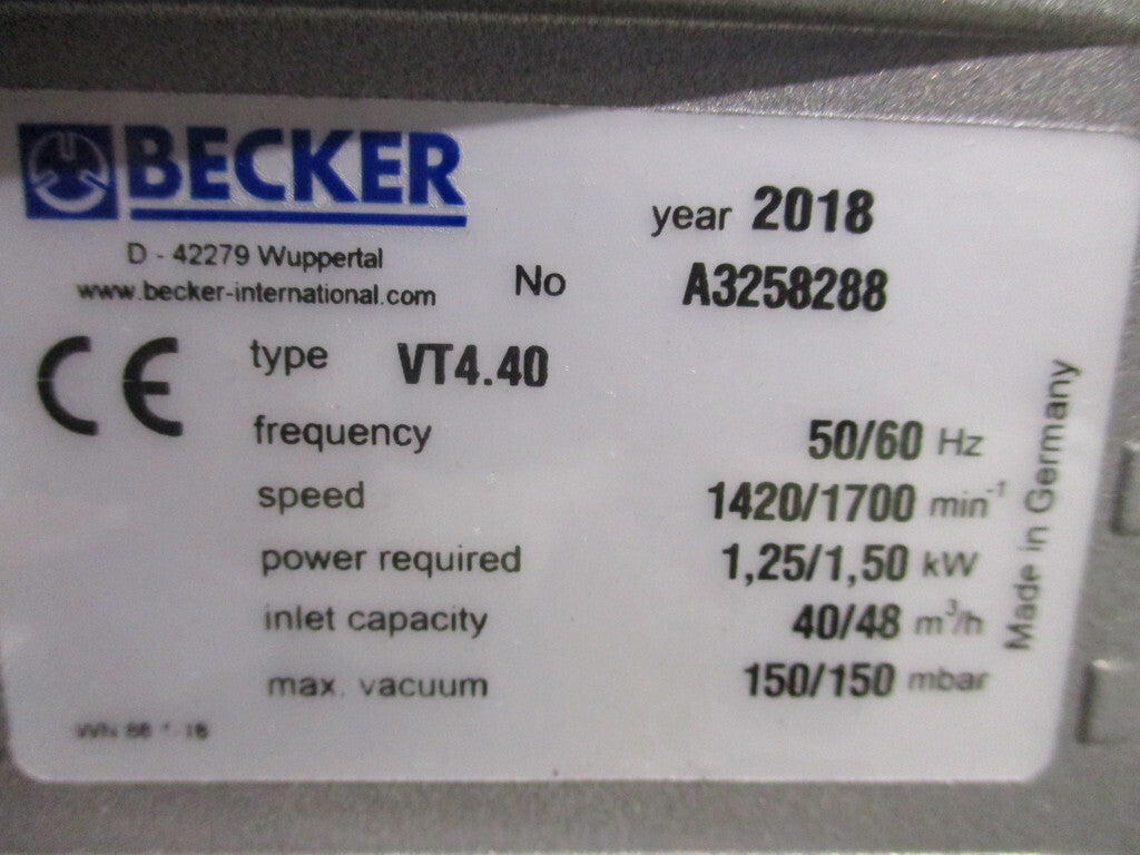 BECKER VT4.40 Rotary Vane Vacuum Pump 1.5KW [d1193890438]