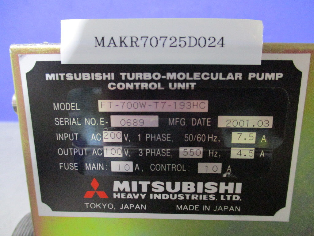 MITSUBISHI FTI-700W-T7-193HC Power Supply for Turbo Molecular Pumps [c1196746379]