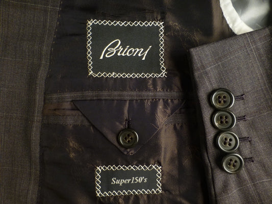 ◆Brioni suit 52R W88 Good condition Super150 Brown check PALATINO Brioni [t1197121729]