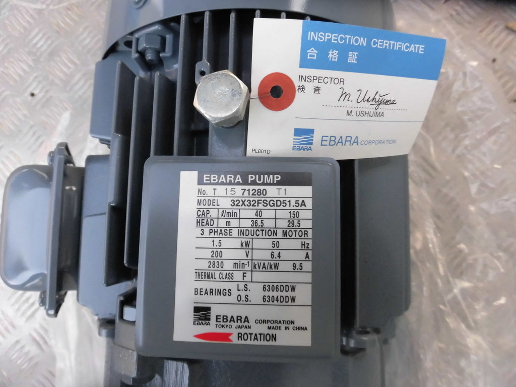 Ebara Corporation EBARA 32×32 FSGD51.5 Pump 1.5kW 50Hz 200V [d1207151075]