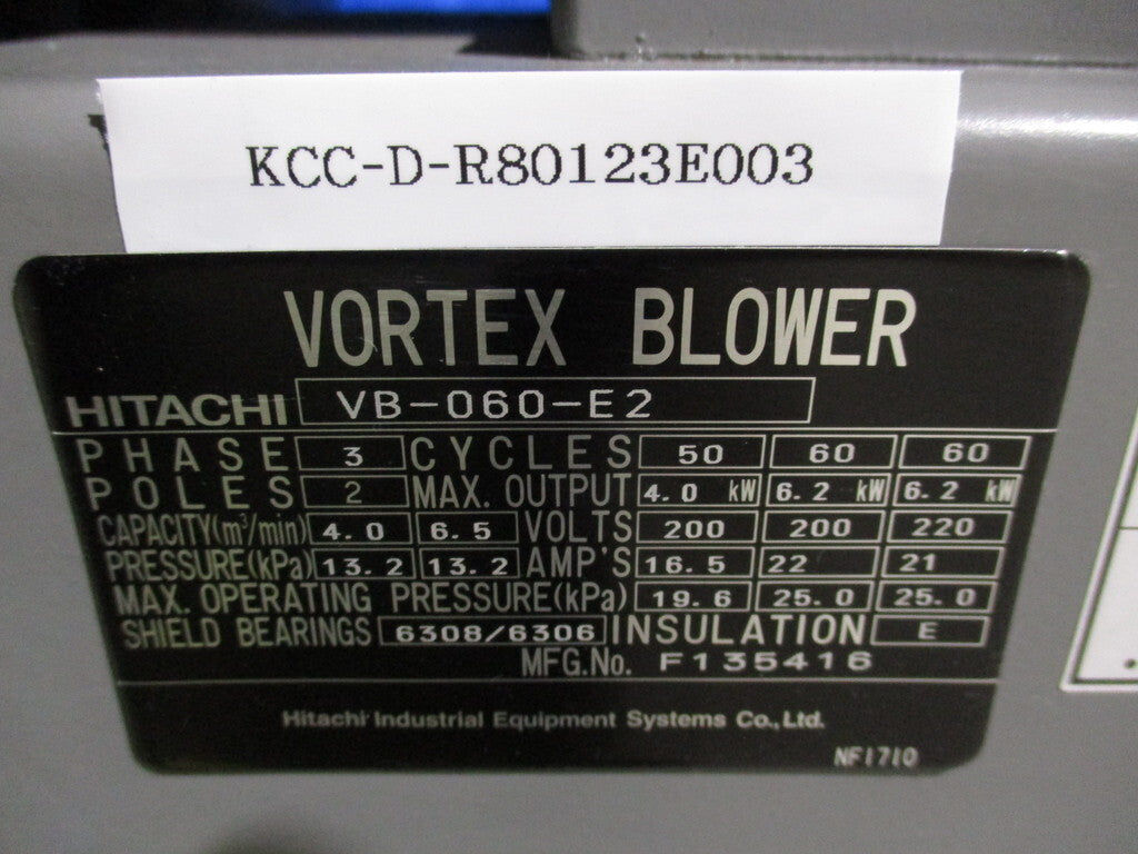 HITACHI VB-060-E2 Vortex Blower [l1218696523]