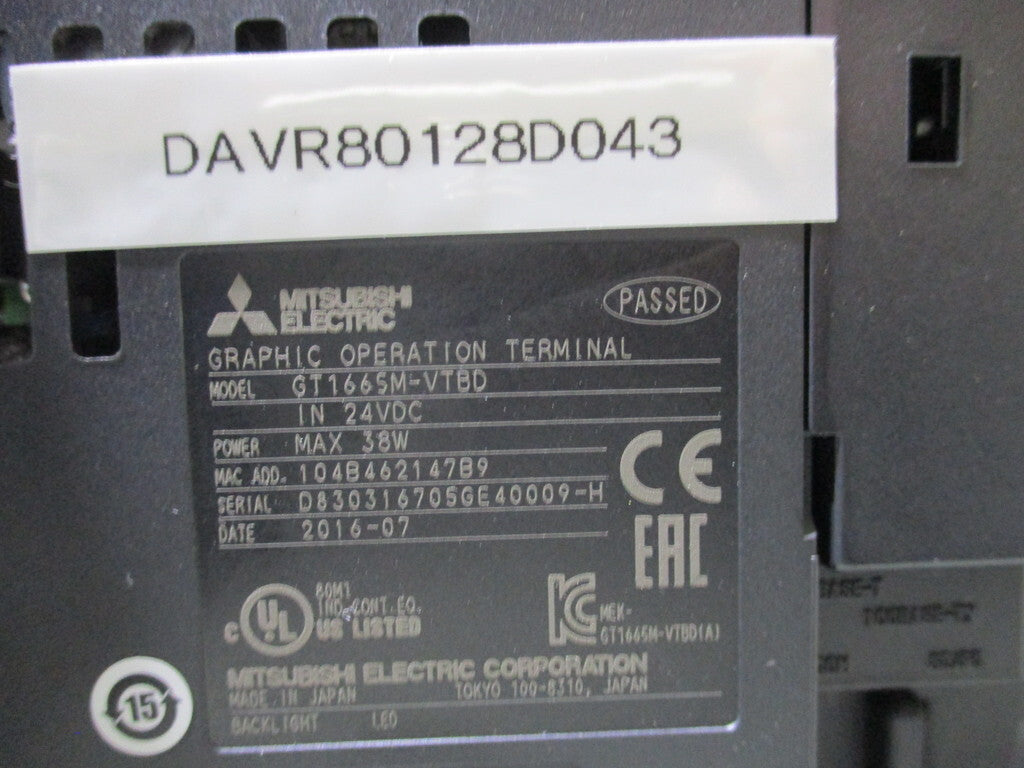 Mitsubishi Electric GT1665M-VTBD Graphic Operation Terminal [v1220283250]