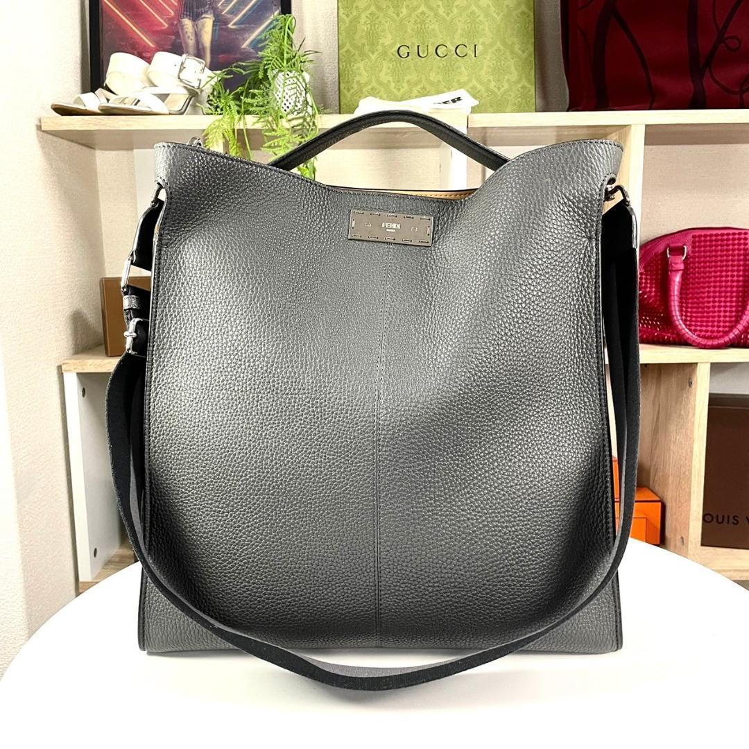 Fendi Peekaboo X-Lite Fit Tote Bag Leather Black [b1147709658]