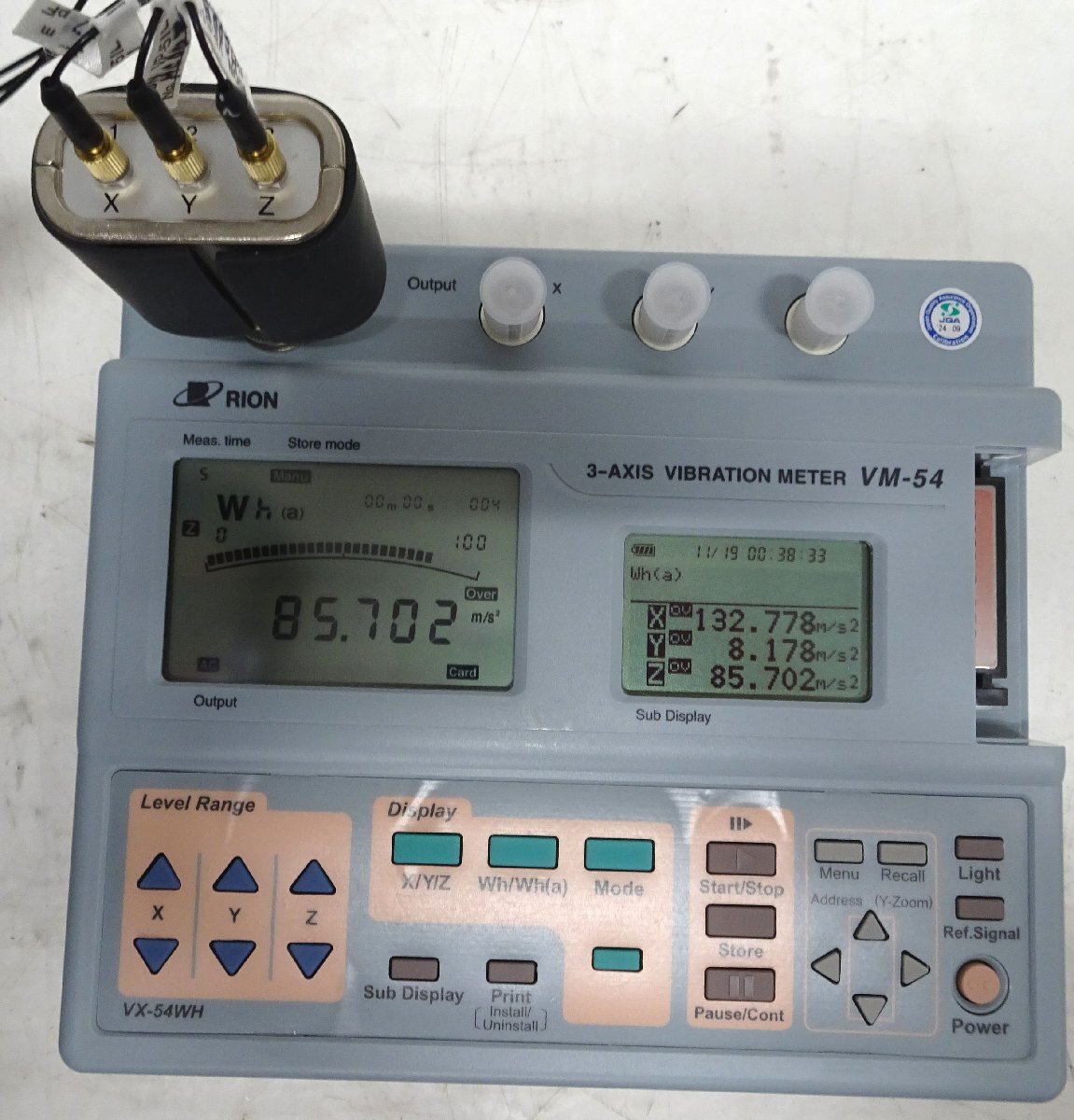 Rion VM-54 3-Axis Vibration Meter with VP-80 Preamplifier VX-54WH Card PV-97C Pickup (for parts or not working) [m1249970586]