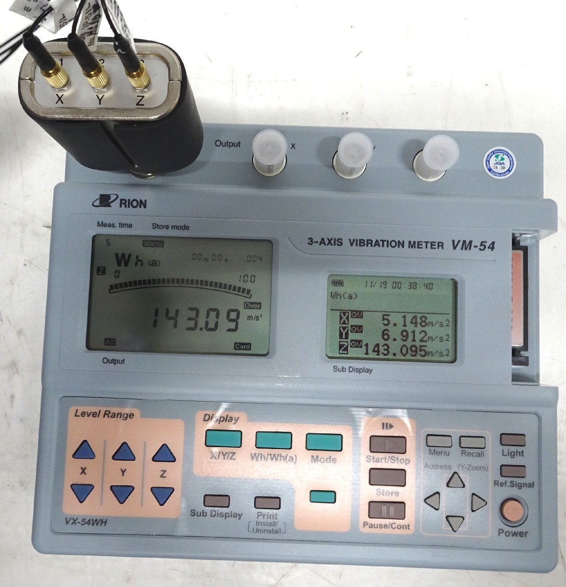 Rion VM-54 3-Axis Vibration Meter with VP-80 Preamplifier VX-54WH Card PV-97C Pickup (for parts or not working) [m1249970586]