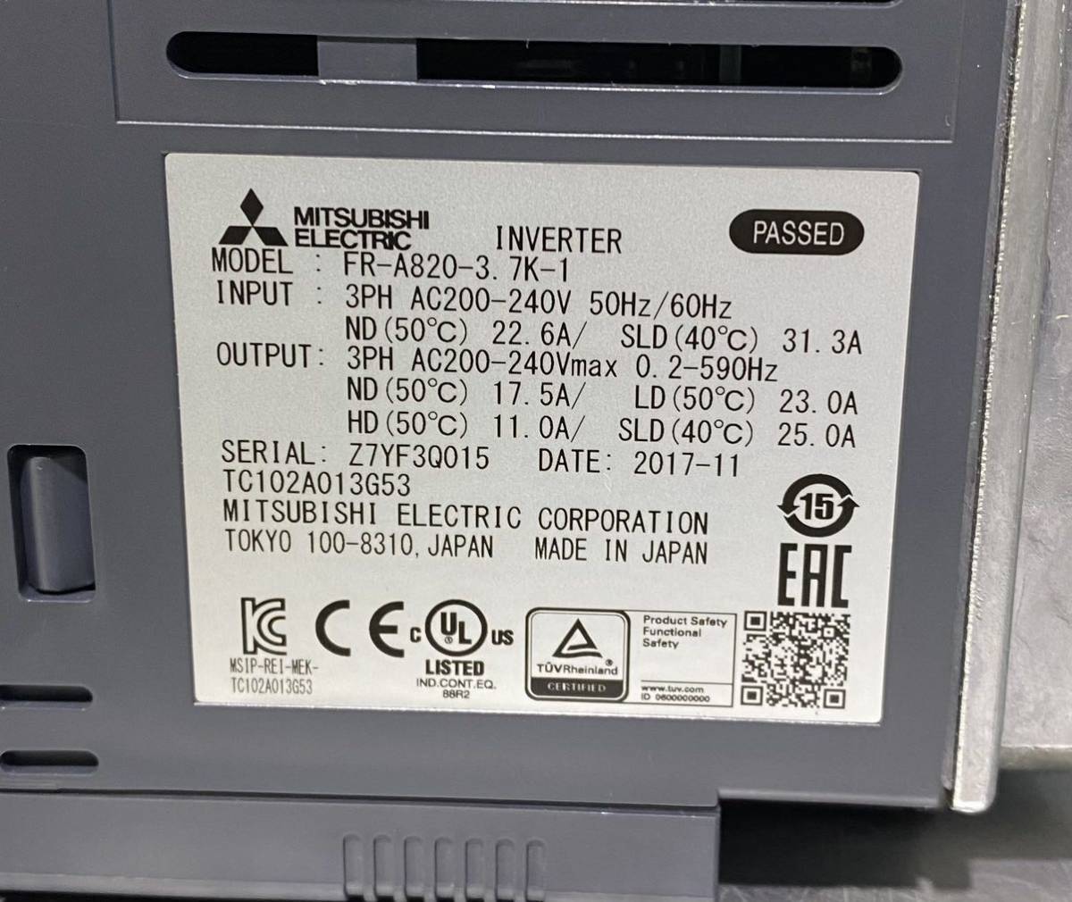 Mitsubishi Electric FR-A820-3.7K-1 Inverter [w1083628335]