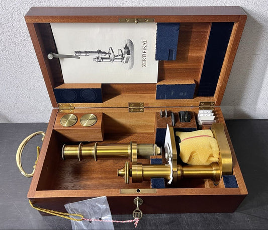 Carl Zeiss Type VII Microscope Brass with Instructions Certificate Lens Wooden Box [n1213001497]