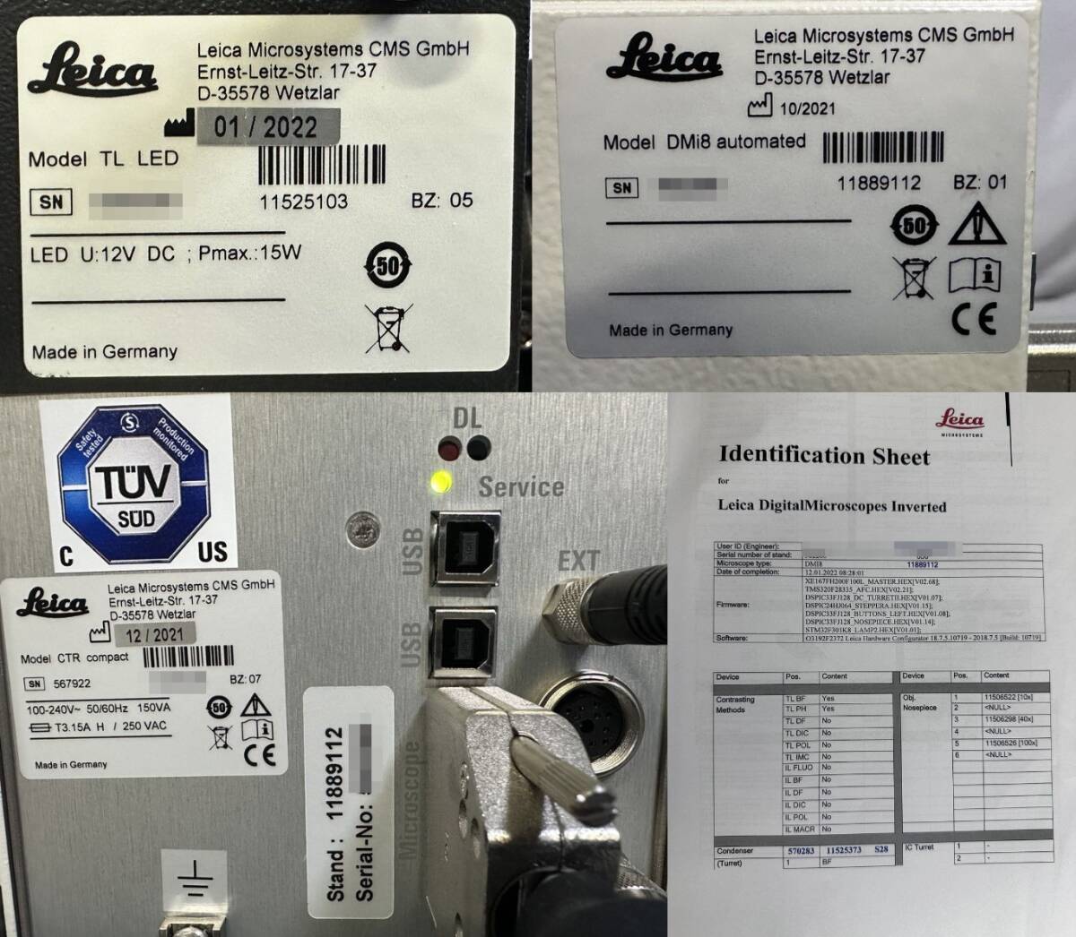 Leica DMi8 automated Inverted Microscope 2021 with 5 Objectives FLEXACAM C1 CTR compact Phase Contrast (as-is) [s1245743065]