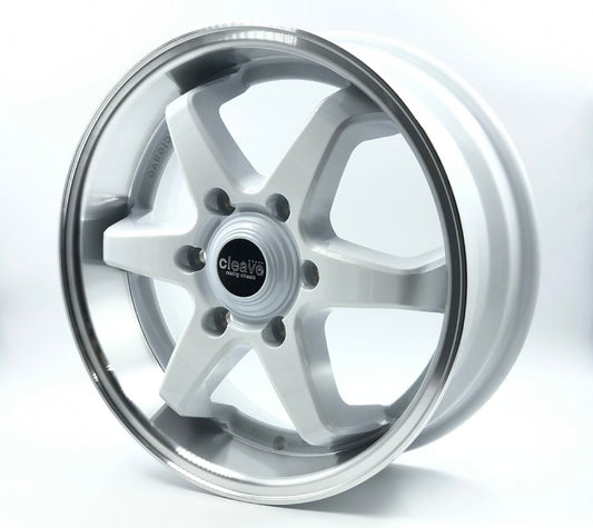 CLEAVE RACING FL53-6 17x6.5 +38 6-139.7 White/Machined 4 Piece Set Hiace 200 Series Deep Rim [n1164351724]