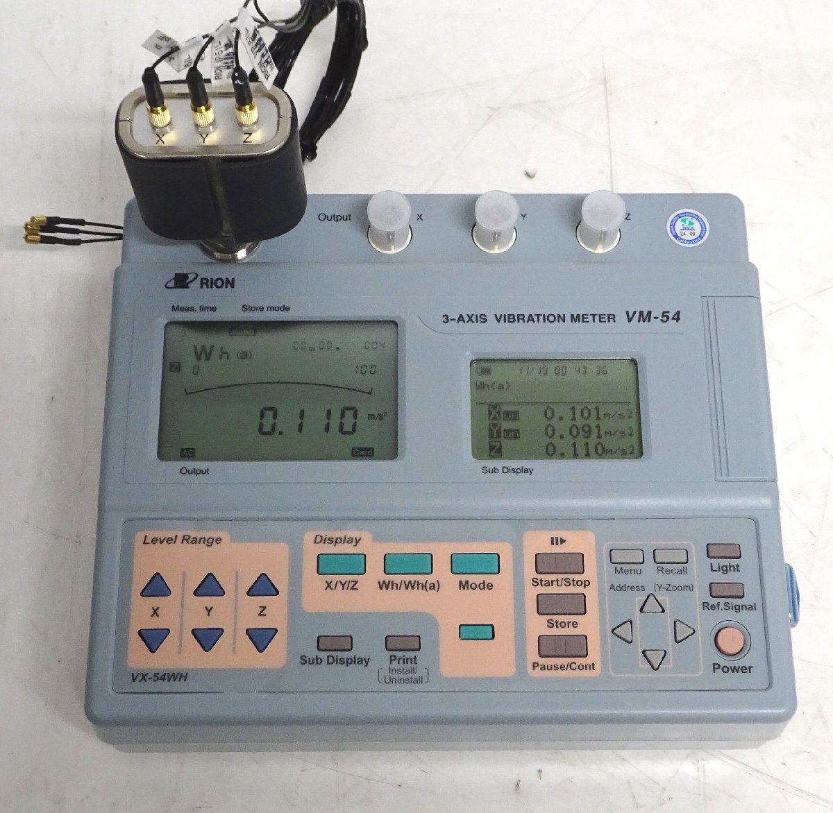 Rion VM-54 3-Axis Vibration Meter with VP-80 Preamplifier VX-54WH Card PV-97C Pickup (for parts or not working) [m1249970586]