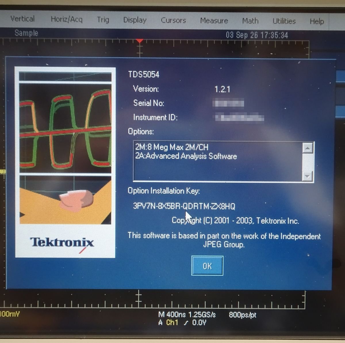 Tektronix TDS5054 Digital Oscilloscope 500MHz 4ch (as-is) [d1245100771]