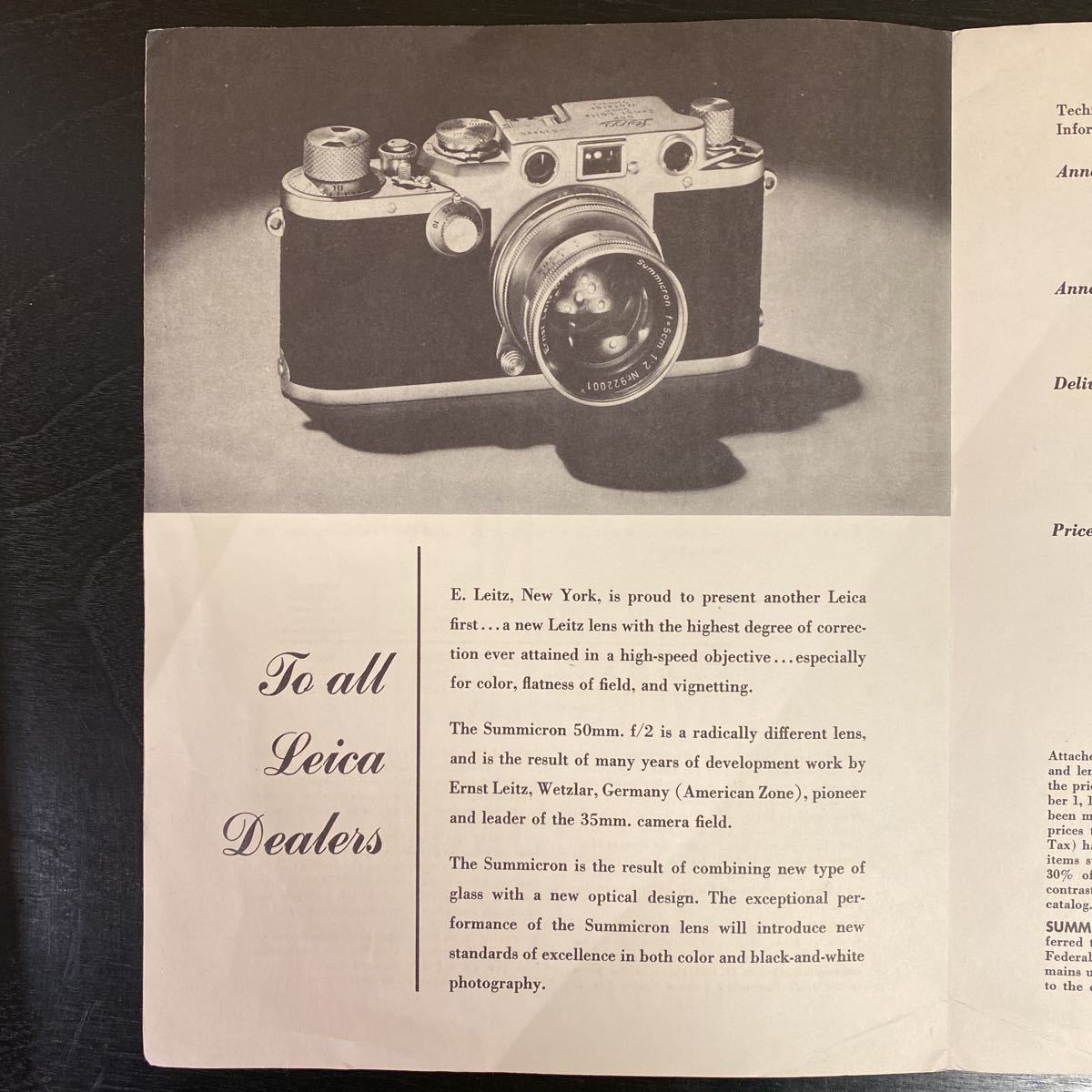 Used Leica Leica related rare materials proudly presents the New Summicron 50mm F/2 Lens [g1100363816]