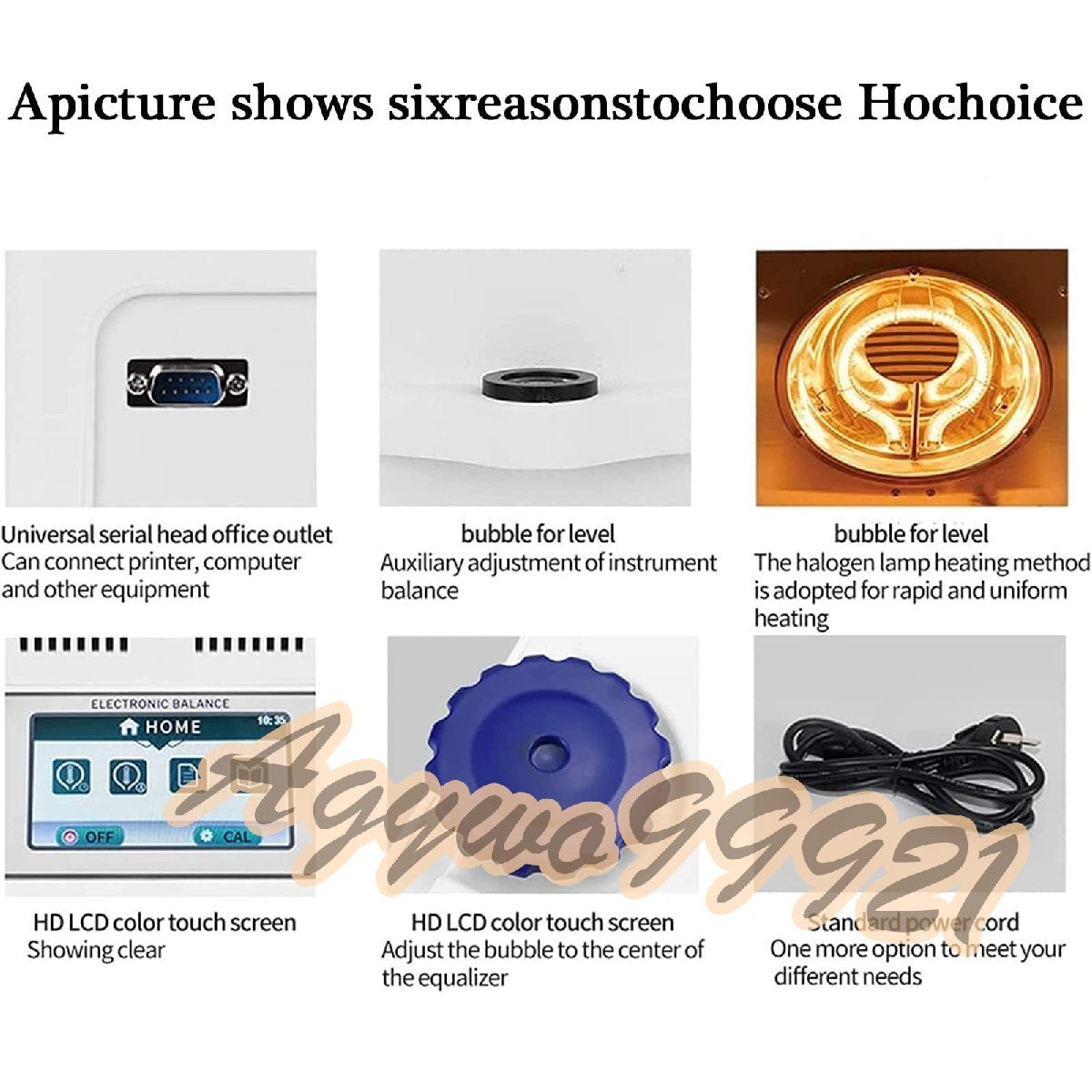 Moisture Meter Lab High Speed Digital Touch Screen Tester 100g/0.001g Halogen Temperature Control 60-160°C Food Use [n1120822160]