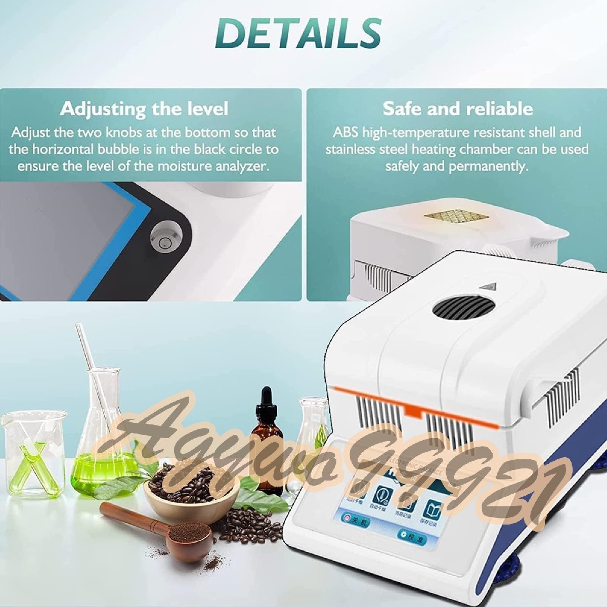 Moisture Meter Lab High Speed Digital Touch Screen Tester 100g/0.001g Halogen Temperature Control 60-160°C Food Use [n1120822160]