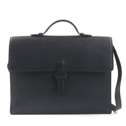 Brioni OIUU0LO17191028 Briefcase Taupe Grain Rhodes Leather Logo Engraved [k1171525061]