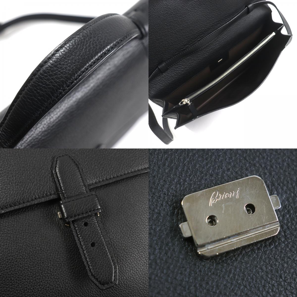 Brioni OIUU0LO17191028 Briefcase Taupe Grain Rhodes Leather Logo Engraved [k1171525061]
