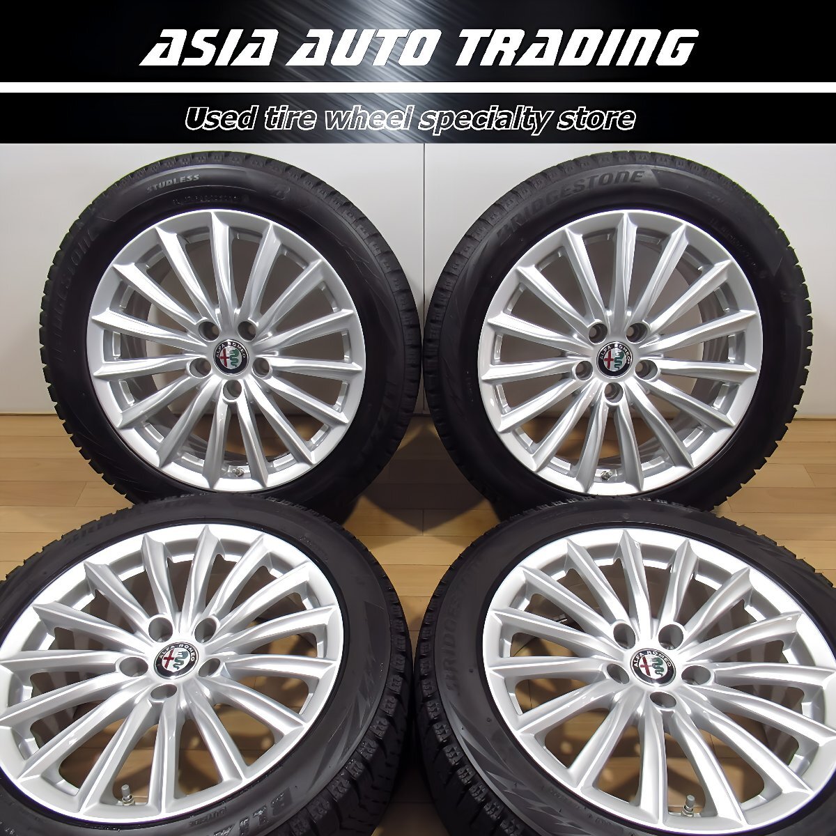 Alfa Romeo Giulia 7.5J+33 PCD110-5 Holes Genuine Wheels with Bridgestone VRX2 225/50R17 Studless Tires [x1173925061]