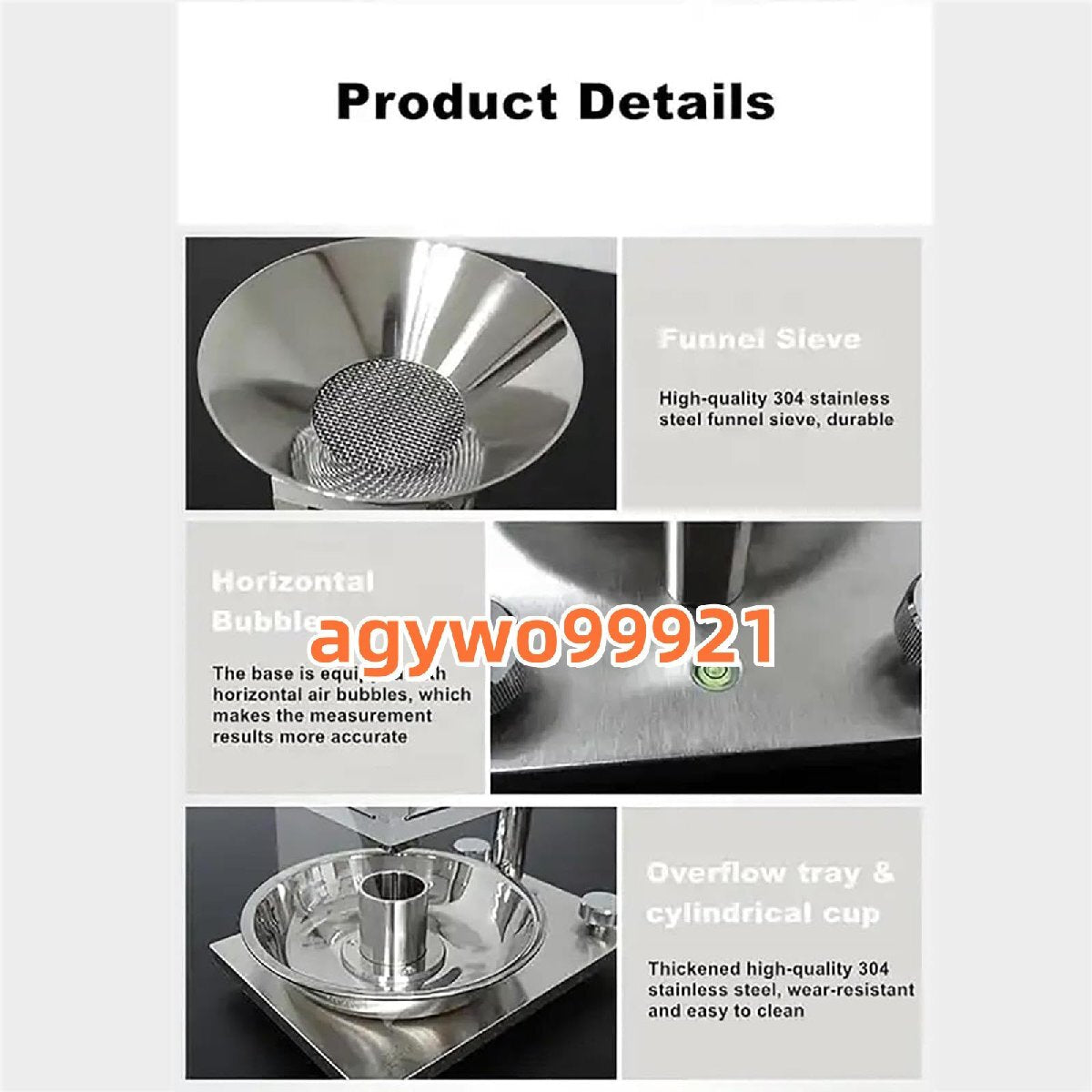 Volume Gauge Metal Powder Bulk Density Meter 30/112mm Caliber Chemical Powder Tester Stainless Steel Funnel [g1179170258]