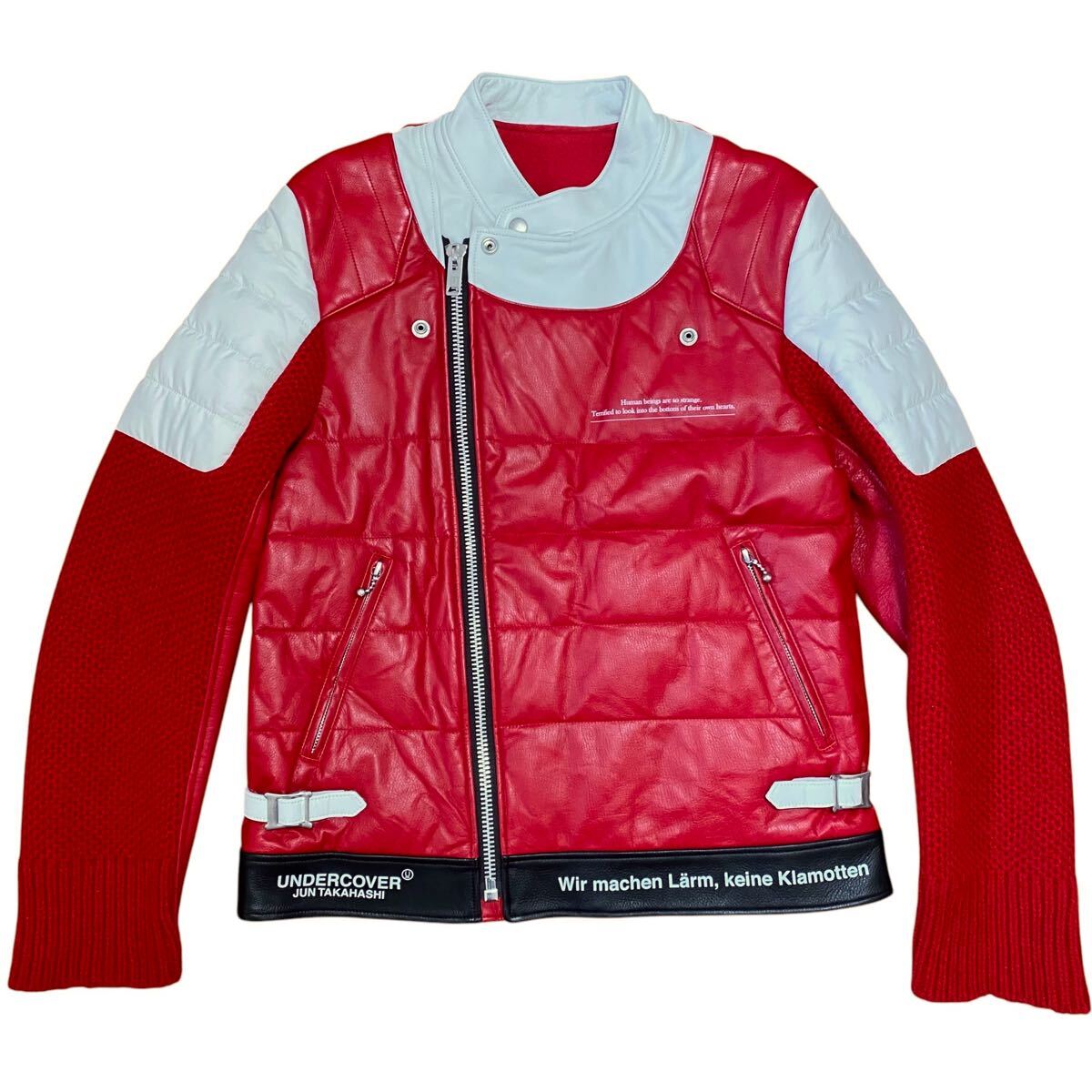 UNDERCOVER 2020AW Sleeve Switching Leather Rider's Jacket Red JUN TAKAHASHI Men's [b1180033071]