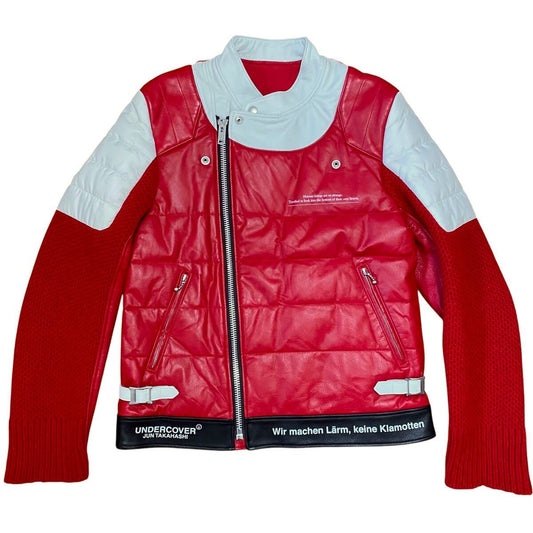 UNDERCOVER 2020AW Sleeve Switching Leather Rider's Jacket Red JUN TAKAHASHI Men's [b1180033071]