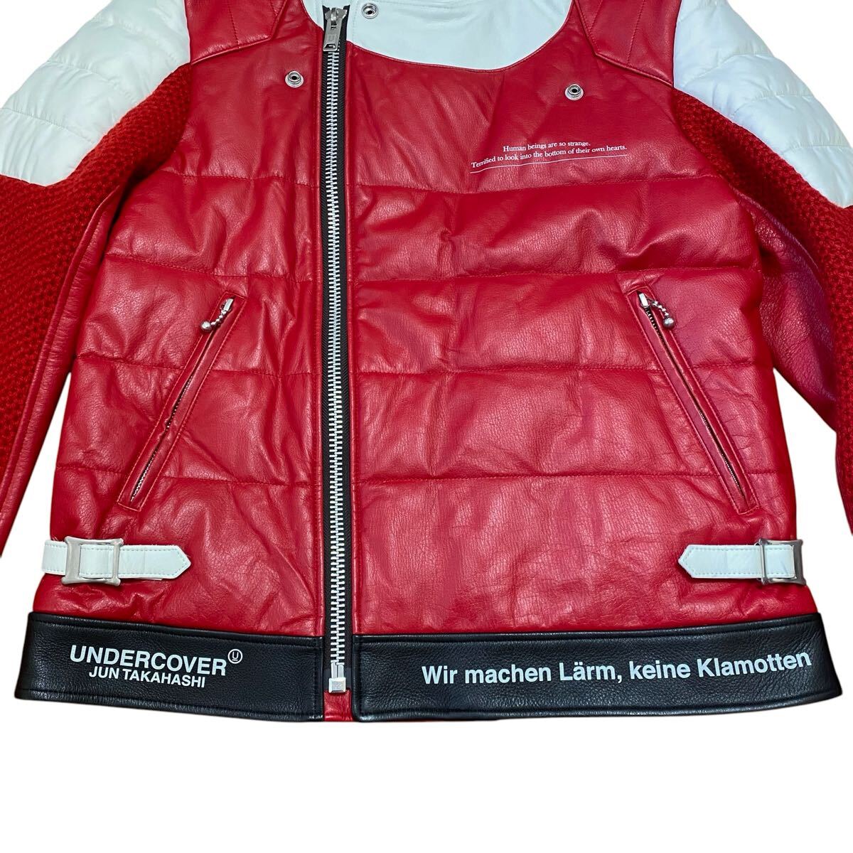 UNDERCOVER 2020AW Sleeve Switching Leather Rider's Jacket Red JUN TAKAHASHI Men's [b1180033071]