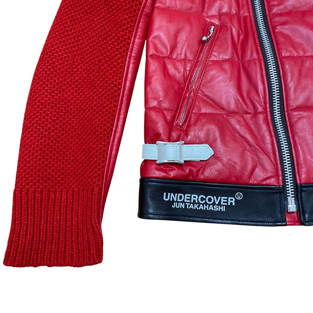 UNDERCOVER 2020AW Sleeve Switching Leather Rider's Jacket Red JUN TAKAHASHI Men's [b1180033071]