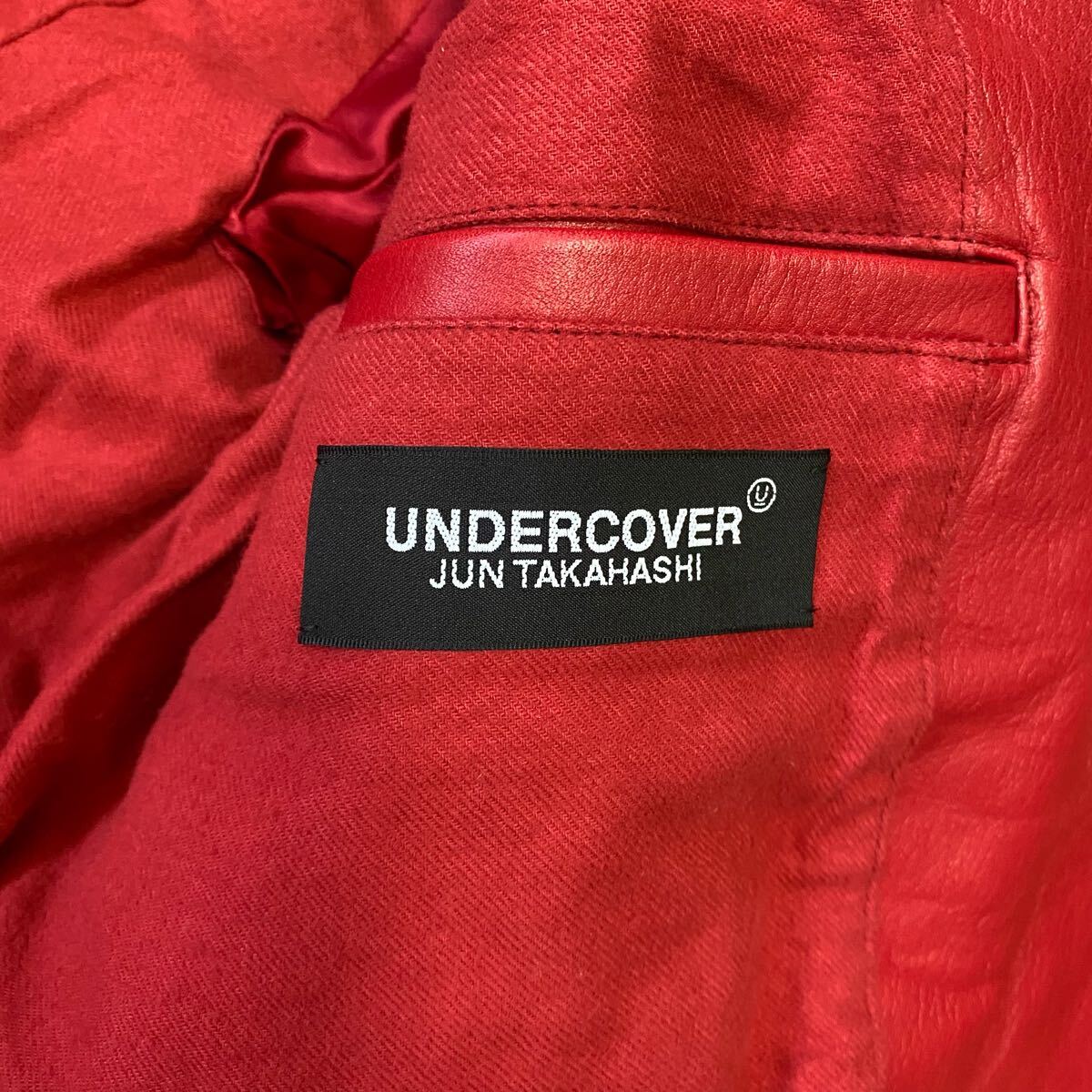 UNDERCOVER 2020AW Sleeve Switching Leather Rider's Jacket Red JUN TAKAHASHI Men's [b1180033071]