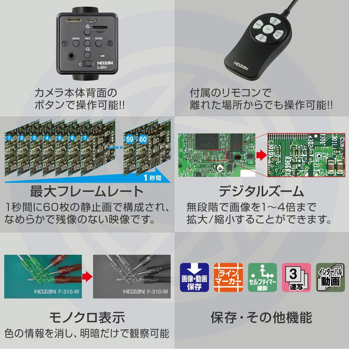 HOZAN L-KIT605 HDMI Output Microscope Magnification 2.8~11x with Magnet Base [l1199980385]