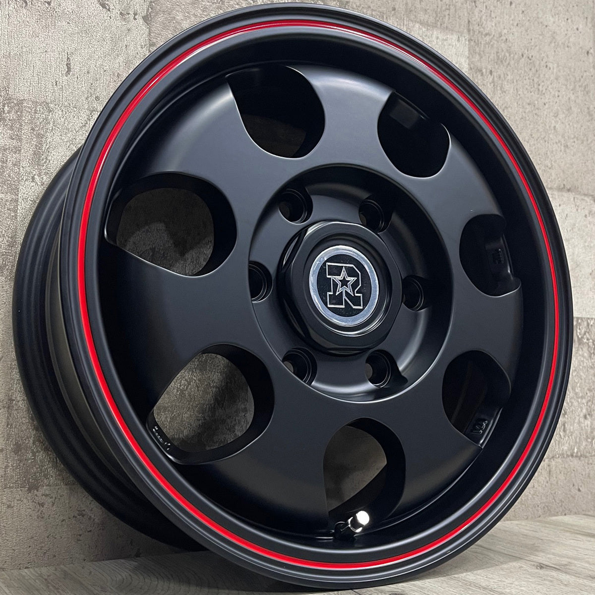 Hiace 195/80R15 BFGoodrich KO3 White Letter RIVAI NOX 15×6.0J+32 BK/RED HIACE Goodrich New Tire Wheel Set of 4 [l1184672112]