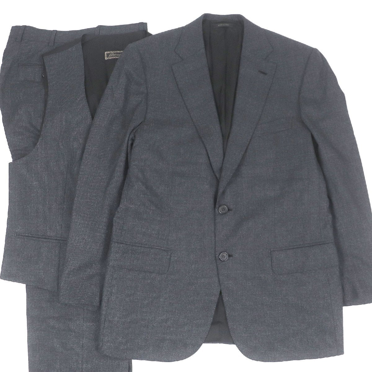 Very beautiful item□Brioni Brioni 2023 Made in 100% Wool Glen Plaid Single Three Piece Suit Gray 48 Made in Italy Genuine Men's [f1190881066]