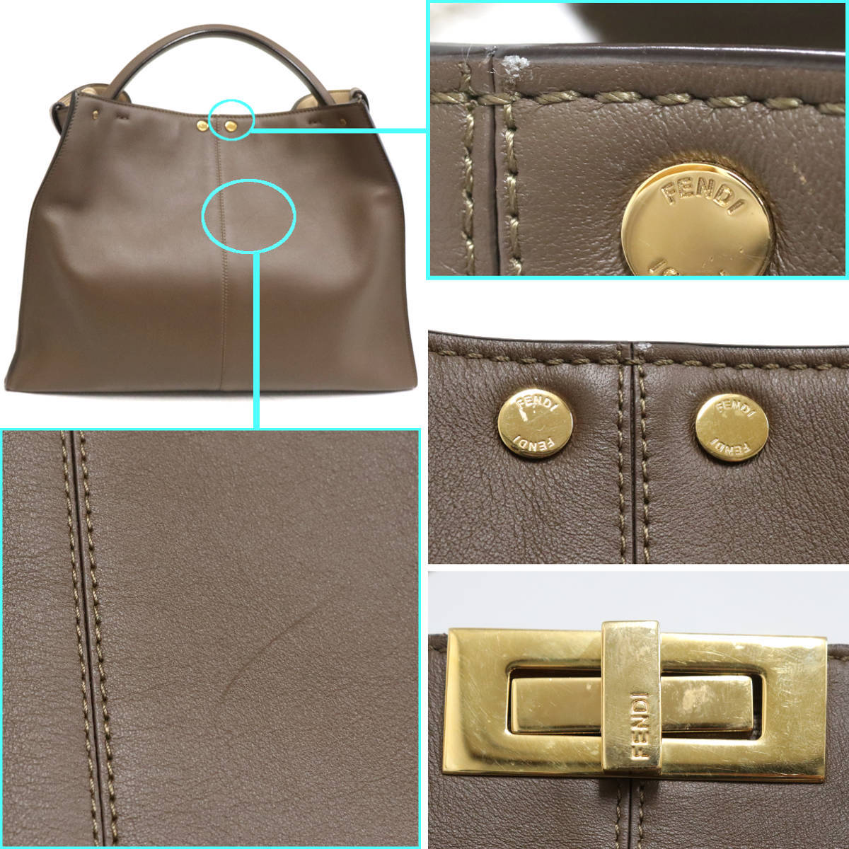 FENDI 8BN304-A5E9 Handbag Brown Leather [j1192248514]