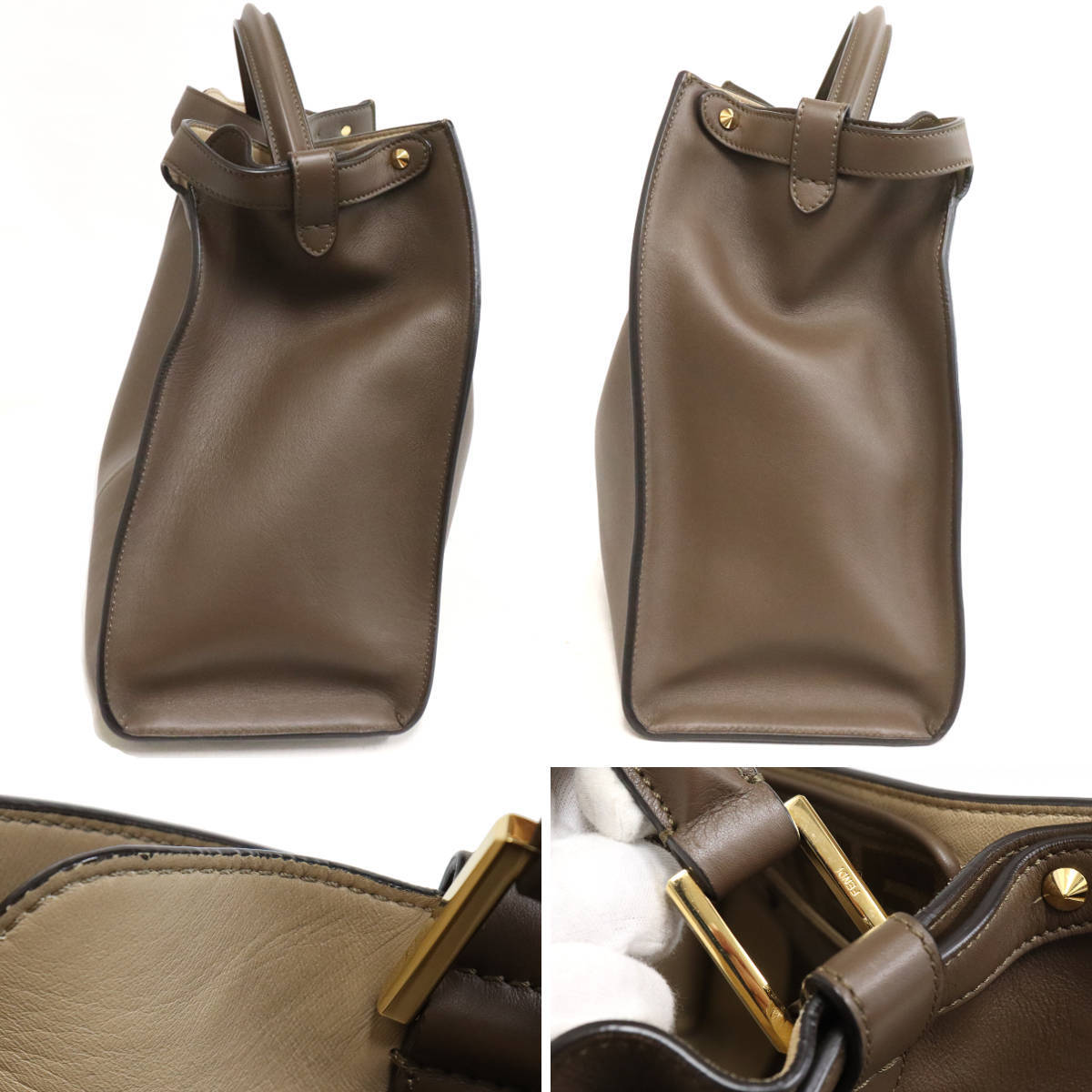 FENDI 8BN304-A5E9 Handbag Brown Leather [j1192248514]