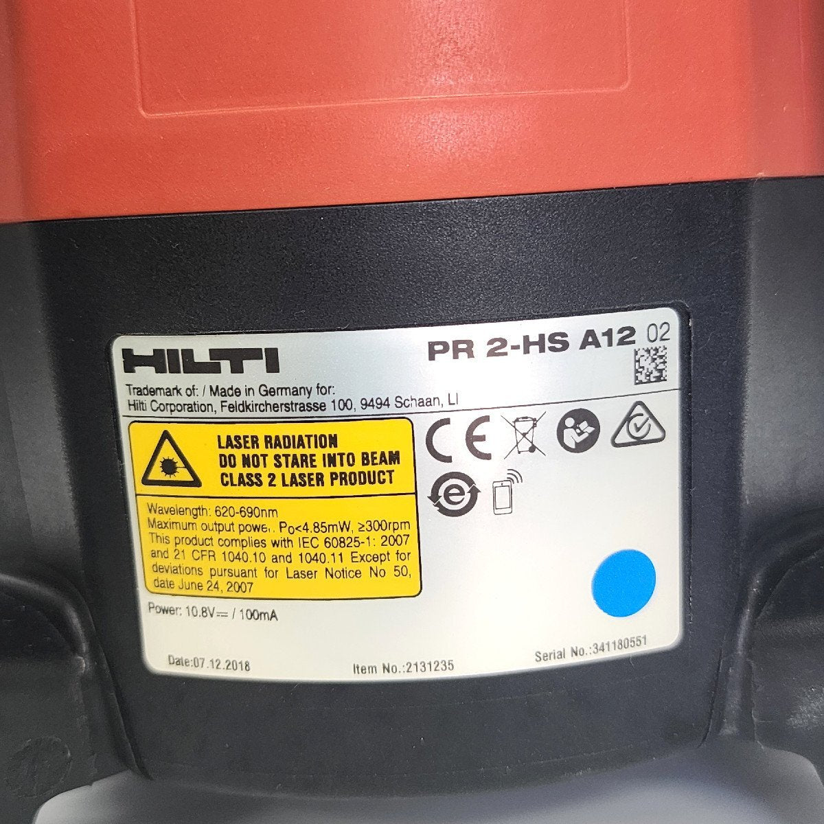 HILTI PR 2-HS A12 Outdoor Rotating Laser Level Receiver PRA 20 Batteries Charger Case [b1193595810]