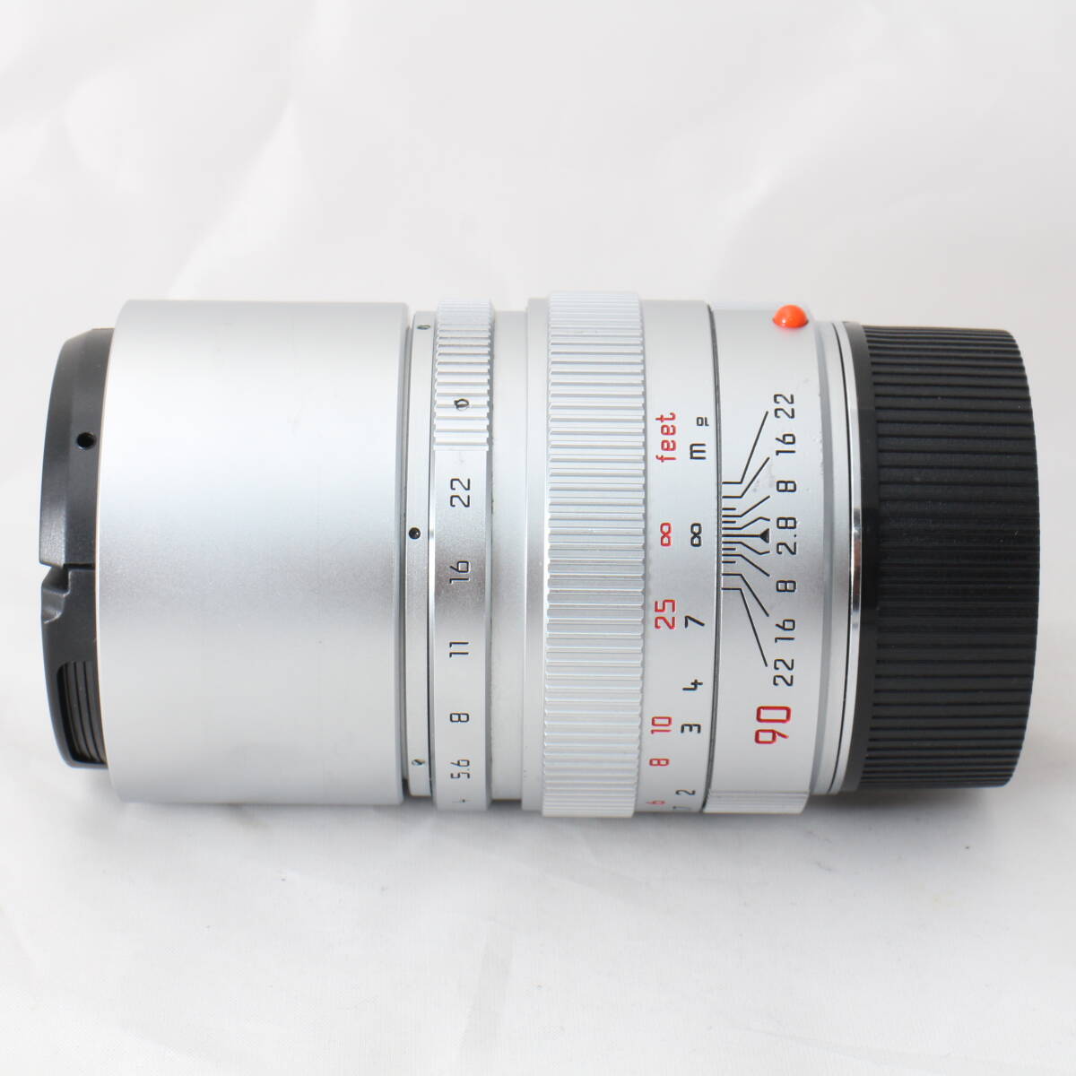 ☆Good product☆ Leica Elmarit-M 90mm F2.8 Silver Chrome (hood included) Late Leica Elmarit M Silver #4092 [m1200707268]